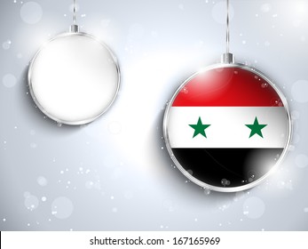 Vector - Merry Christmas Silver Ball with Flag Syria