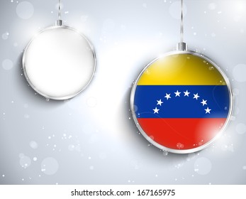 Vector - Merry Christmas Silver Ball with Flag Venezuela