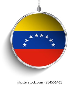 Vector - Merry Christmas Silver Ball with Flag Venezuela