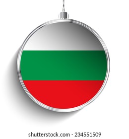 Vector - Merry Christmas Silver Ball with Flag Bulgaria