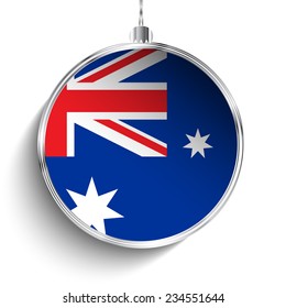 Vector - Merry Christmas Silver Ball with Flag Australia