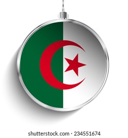Vector - Merry Christmas Silver Ball with Flag Algeria