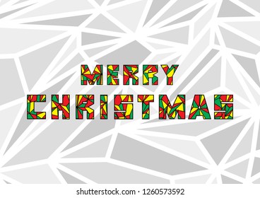 Vector Merry Christmas text banner mosaic design 3 color