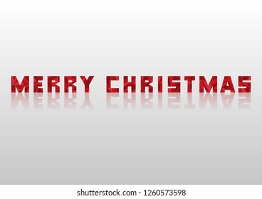 Vector Merry Christmas text banner polygon design red color