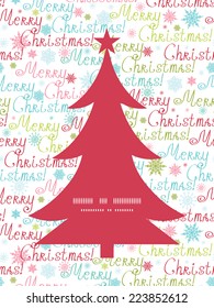 Vector merry christmas text pine tree silhouette pattern frame card template