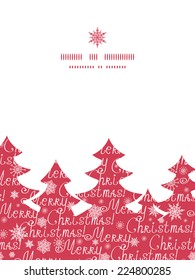 Vector merry christmas text pine tree silhouette pattern frame card template