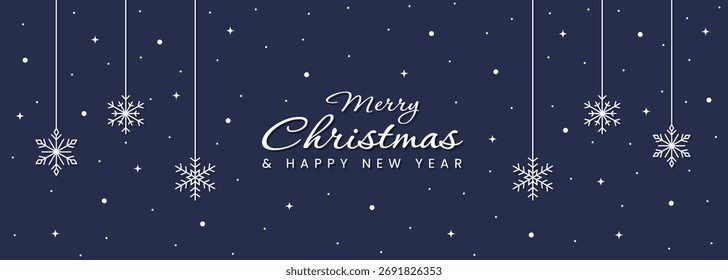 Texto de Navidades de Vector feliz con fondo de diseño de copo de nieve