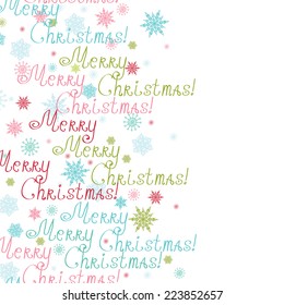 Vector merry christmas text vertical frame seamless pattern background