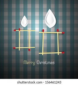 Vector Merry Christmas Theme - Candle Made From Matches and Paper 
