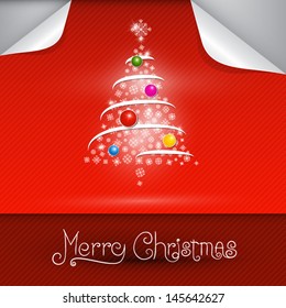 Vector Merry Christmas theme on red background