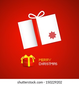 Vector Merry Christmas Theme - Presents on Red Background 