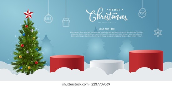 Vector merry christmas and christmas tree design background. It can be used for new year discounts with the platforms.