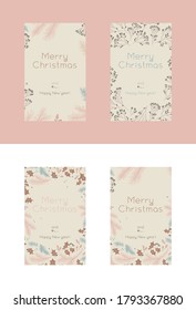 Vector Merry Christmas vertical banner template on light background. Winter sale fair pattern. New Year seasonal celebration greeting card. Pinecone Xmas branches with frame leaves isolated fir