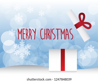 Vector of merry christmas withbokeh snowflake