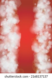 Vector Feliz Navidad y fondo de nevada de Año Nuevo. Los focos de luz desenfocados en blanco y plateado sobre el gradiente rojo. Diseño brillante de Bokeh con fantasía mágica. Caer Efecto Nieve. Diseño de marco festivo
