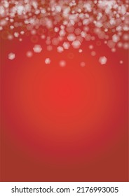 Vector Feliz Navidad y fondo de nevada de Año Nuevo. Los focos de luz desenfocados en blanco y plateado sobre el gradiente rojo. Diseño brillante de Bokeh con fantasía mágica. Caer Efecto Nieve. Diseño de borde de lujo
