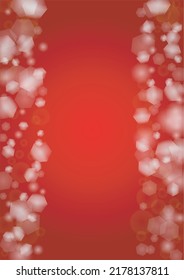 Vector Feliz Navidad y fondo de nevada de Año Nuevo. Los focos de luz desenfocados en blanco y plateado sobre el gradiente rojo. Diseño brillante de Bokeh con fantasía mágica. Caer Efecto Nieve. Diseño de borde de lujo