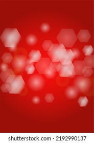 Vector Merry Christmass and New Year Glitter Snowfall Background. White and Silver Defocused Light Spots on Red Gradient. Magic Fantasy Bokeh Glowing Design. Falling Snow Effect. Festive Frame Design