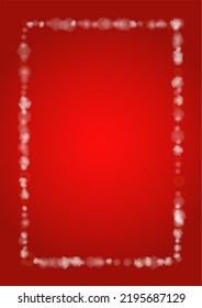 Vector Merry Christmass and New Year Glitter Snowfall Background. White and Silver Defocused Light Spots on Red Gradient. Magic Fantasy Bokeh Glowing Design. Falling Snow Effect. Christmass Card