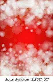 Vector Merry Christmass and New Year Glitter Snowfall Background. White and Silver Defocused Light Spots on Red Gradient. Magic Fantasy Bokeh Glowing Design. Falling Snow Effect. Festive Frame Design