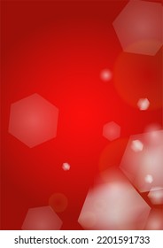 Vector Feliz Navidad y fondo de nevada de Año Nuevo. Los focos de luz desenfocados en blanco y plateado sobre el gradiente rojo. Diseño brillante de Bokeh con fantasía mágica. Caer Efecto Nieve. Diseño de borde de lujo