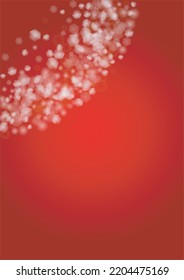 Vector Merry Christmass and New Year Glitter Snowfall Background. White and Silver Defocused Light Spots on Red Gradient. Magic Fantasy Bokeh Glowing Design. Falling Snow Effect. Christmass Card