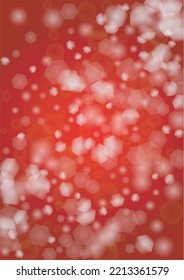 Vector Feliz Navidad y fondo de nevada de Año Nuevo. Los focos de luz desenfocados en blanco y plateado sobre el gradiente rojo. Diseño brillante de Bokeh con fantasía mágica. Caer Efecto Nieve. Afiche de Navidad