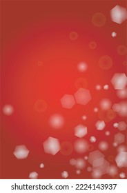 Vector Feliz Navidad y fondo de nevada de Año Nuevo. Los focos de luz desenfocados en blanco y plateado sobre el gradiente rojo. Diseño brillante de Bokeh con fantasía mágica. Caer Efecto Nieve. Cubierta brillante