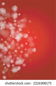 Vector Merry Christmass and New Year Glitter Snowfall Background. White and Silver Defocused Light Spots on Red Gradient. Magic Fantasy Bokeh Glowing Design. Falling Snow Effect. Luxury Border Design