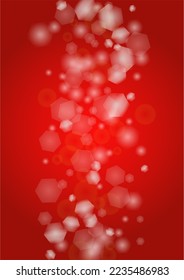 Vector Merry Christmass and New Year Glitter Snowfall Background. White and Silver Defocused Light Spots on Red Gradient. Magic Fantasy Bokeh Glowing Design. Falling Snow Effect. Christmass Poster
