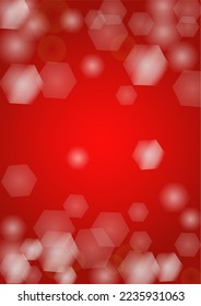 Vector Merry Christmass and New Year Glitter Snowfall Background. White and Silver Defocused Light Spots on Red Gradient. Magic Fantasy Bokeh Glowing Design. Falling Snow Effect. Festive Frame Design