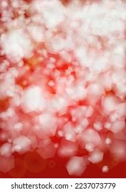 Vector Merry Christmass and New Year Glitter Snowfall Background. White and Silver Defocused Light Spots on Red Gradient. Magic Fantasy Bokeh Glowing Design. Falling Snow Effect. Illuminared Design