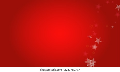 Vector Feliz Navidad y fondo de nevada de Año Nuevo. Puntos de luz desenfocados en el degradado rojo. Diseño brillante de Bokeh con fantasía mágica. Caer Efecto Nieve. Diseño de marco iluminado.