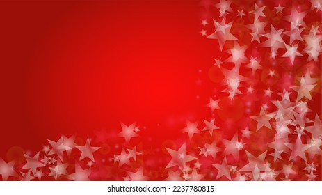 Vector Merry Christmass and New Year Glitter Snowfall Background. Defocused Light Spots on Red Gradient. Magic Fantasy Bokeh Glowing Design. Falling Snow Effect. Illuminated Frame Design.