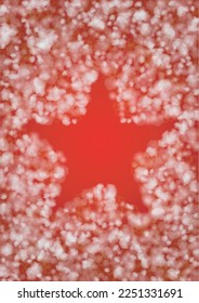 Vector Merry Christmass and New Year Glitter Snowfall Background. White and Silver Defocused Light Spots on Red Gradient. Magic Fantasy Bokeh Glowing Design. Falling Snow Effect. Christmass Card