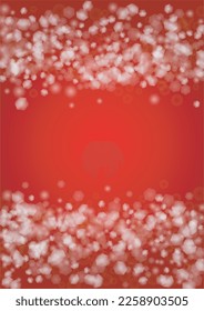 Vector Feliz Navidad y fondo de nevada de Año Nuevo. Los focos de luz desenfocados en blanco y plateado sobre el gradiente rojo. Diseño brillante de Bokeh con fantasía mágica. Caer Efecto Nieve. Diseño de iluminación