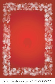 Vector Merry Christmass and New Year Glitter Snowfall Background. White and Silver Defocused Light Spots on Red Gradient. Magic Fantasy Bokeh Glowing Design. Falling Snow Effect. Illuminared Design