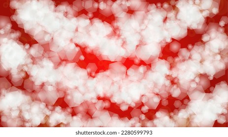 Vector Merry Christmass and New Year Glitter Snowfall Background. Defocused Light Spots on Red Gradient. Magic Fantasy Bokeh Glowing Design. Falling Snow Effect. Illuminated Frame Design.