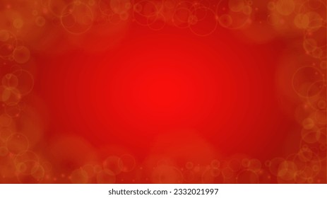 Vector Merry Christmass and New Year Glitter Snowfall Background. Defocused Light Spots on Red Gradient. Magic Fantasy Bokeh Glowing Design. Falling Snow Effect. Illuminated Frame Design.