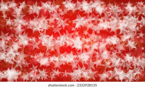 Vector Merry Christmass and New Year Glitter Snowfall Background. Defocused Light Spots on Red Gradient. Magic Fantasy Bokeh Glowing Design. Falling Snow Effect. Illuminated Frame Design.