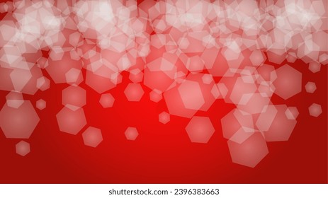 Vector Merry Christmass and New Year Glitter Snowfall Background. Defocused Light Spots on Red Gradient. Magic Fantasy Bokeh Glowing Design. Falling Snow Effect. Illuminated Frame Design.