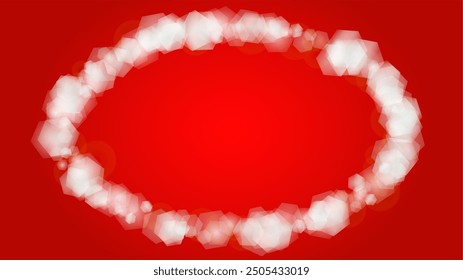 Vector Merry Christmass and New Year Glitter Snowfall Background. Defocused Light Spots on Red Gradient. Magic Fantasy Bokeh Glowing Design. Falling Snow Effect. Illuminated Frame Design.