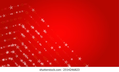 Vector Merry Christmass and New Year Glitter Snowfall Background. Defocused Light Spots on Red Gradient. Magic Fantasy Bokeh Glowing Design. Falling Snow Effect. Illuminated Frame Design.