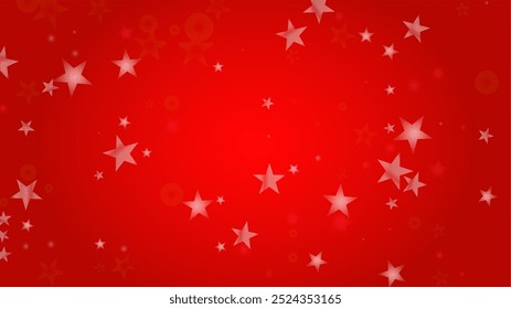Vector Merry Christmass and New Year Glitter Snowfall Background. Defocused Light Spots on Red Gradient. Magic Fantasy Bokeh Glowing Design. Falling Snow Effect. Illuminated Frame Design.