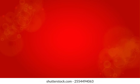 Vector Merry Christmass and New Year Glitter Snowfall Background. Defocused Light Spots on Red Gradient. Magic Fantasy Bokeh Glowing Design. Falling Snow Effect. Illuminated Frame Design.