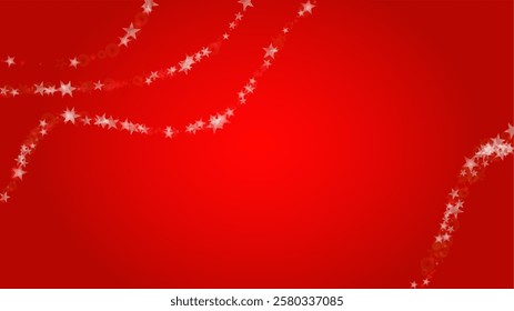 Vector Merry Christmass and New Year Glitter Snowfall Background. Defocused Light Spots on Red Gradient. Magic Fantasy Bokeh Glowing Design. Falling Snow Effect. Illuminated Frame Design.