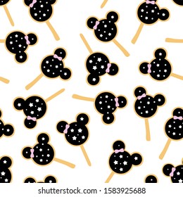 Vector merry tasty holiday pattern with gingerbread cookies in the form of mice. Template for cards, packaging, paper, banner, poster and other use.