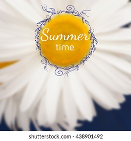 Vector mesh blurred background with chamomille. Spring or summer design.