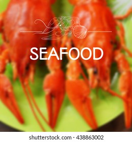 Vector mesh blurred background with seafood. Lobsters. Design for menu or cookbook.