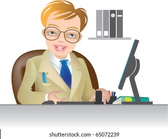 Vector with mesh. Cartoon character "Bisnessman" on a white background.